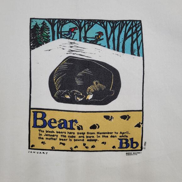Vintage 1991 Bear Sweatshirt Womens Large 21x23 Cropped USA - Picture 11 of 16